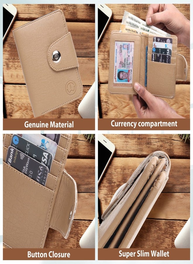 TnW Bi-Fold Beige Artificial Leather Hand Crafted Wallet for Women and Girls with Magnetic Flap - Image 4